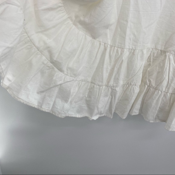 Aqua NWT Ruffled Strap Mini Dress Sleeveless Smocked Linen Blend White Large New - Picture 6 of 13